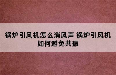 锅炉引风机怎么消风声 锅炉引风机如何避免共振